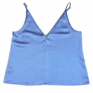 LOFT Blue Satin Cami Blouse | Size Small | V-Neck Tank
